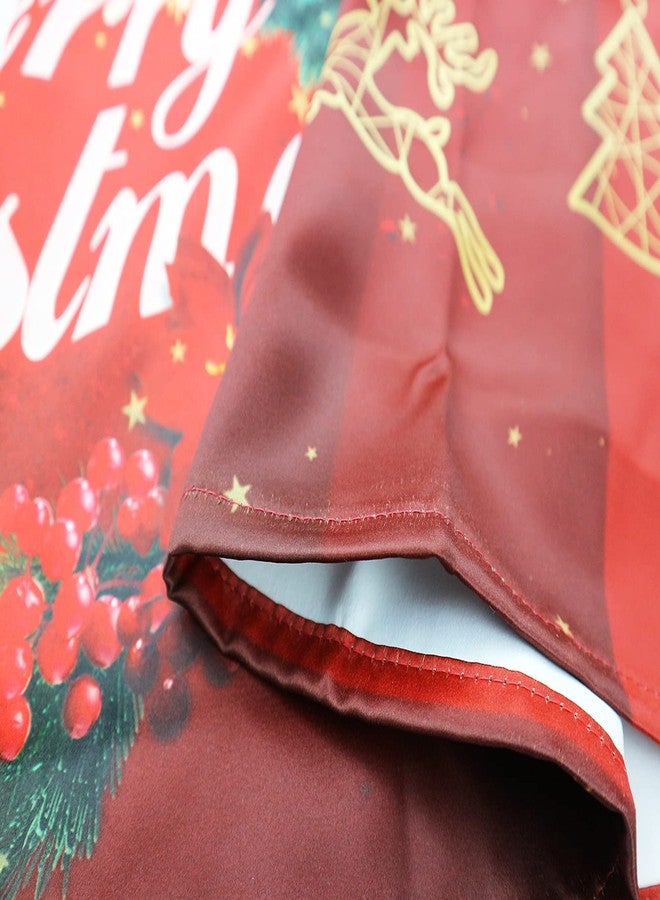 Deztibos Christmas Holly Wreath Kitchen Curtain Valance 52x18inch with Rod Pocket Half Short Red Ornaments Star Deer Laundry Cutain Topper Window Valance - Image 4